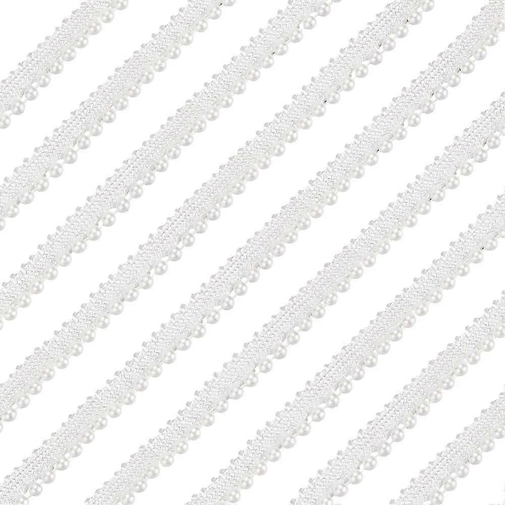 10 Yards Pearl Beaded Trim 10mm Wide White Pearl Lace Ribbon White Beaded Ribbon Trim Sewing Trim Fringe