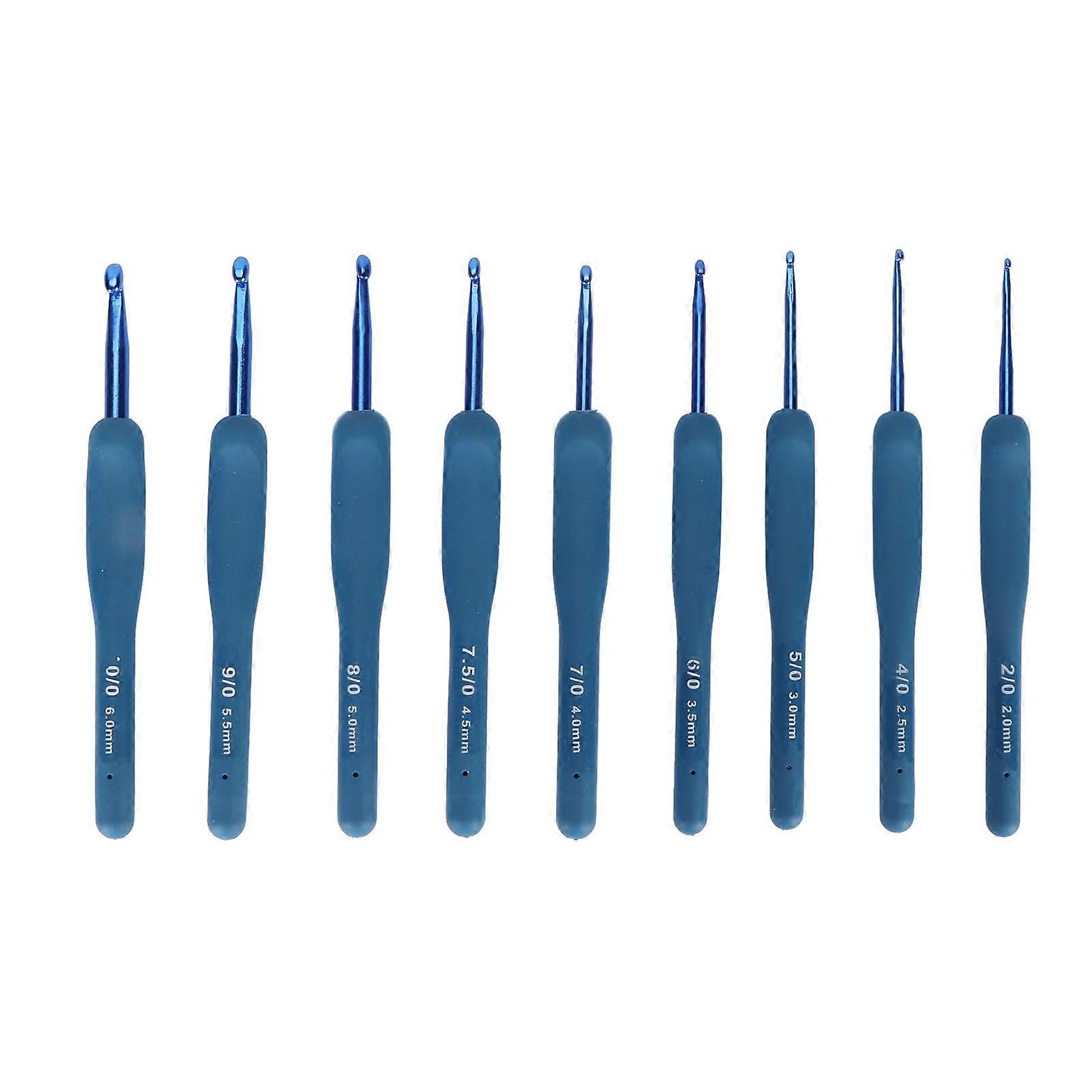 9ks Sada Háčků Háčků Modrá Ergonomický Měkký Grip Háčkovací Háček Pletací Jehla