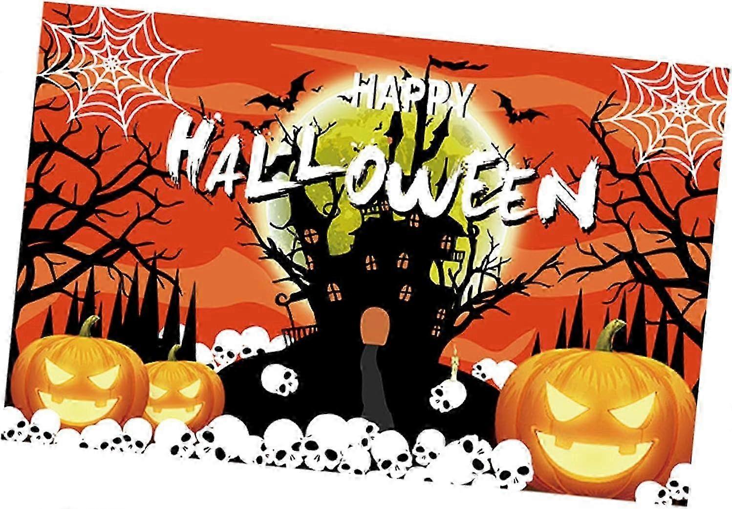 Halloween Wall Scene, Orange Realistic Halloween Photo Background Cloth