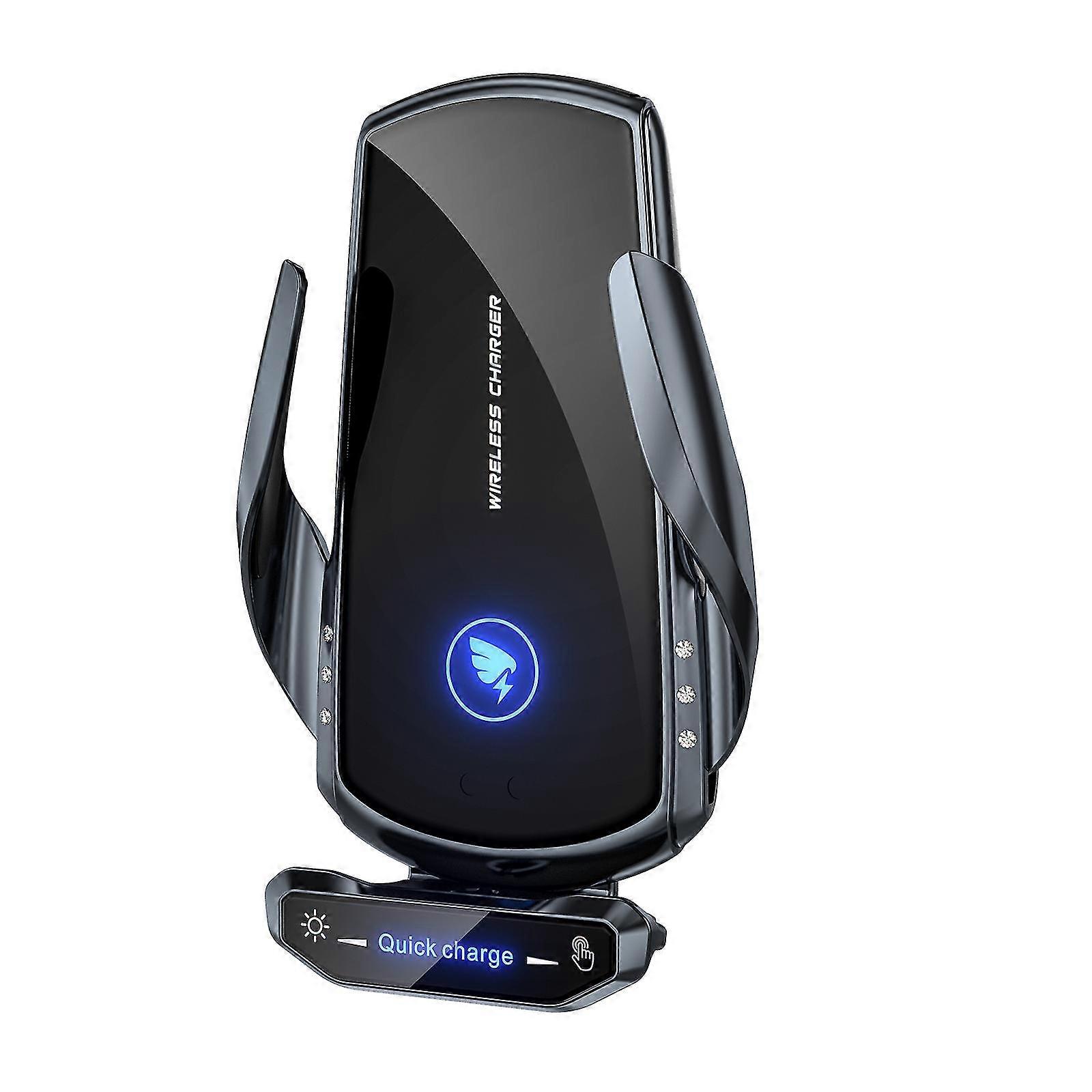 Fit For All Car Models - Smart Sensor Car Phone Holder With Wireless Fast Charger - Black