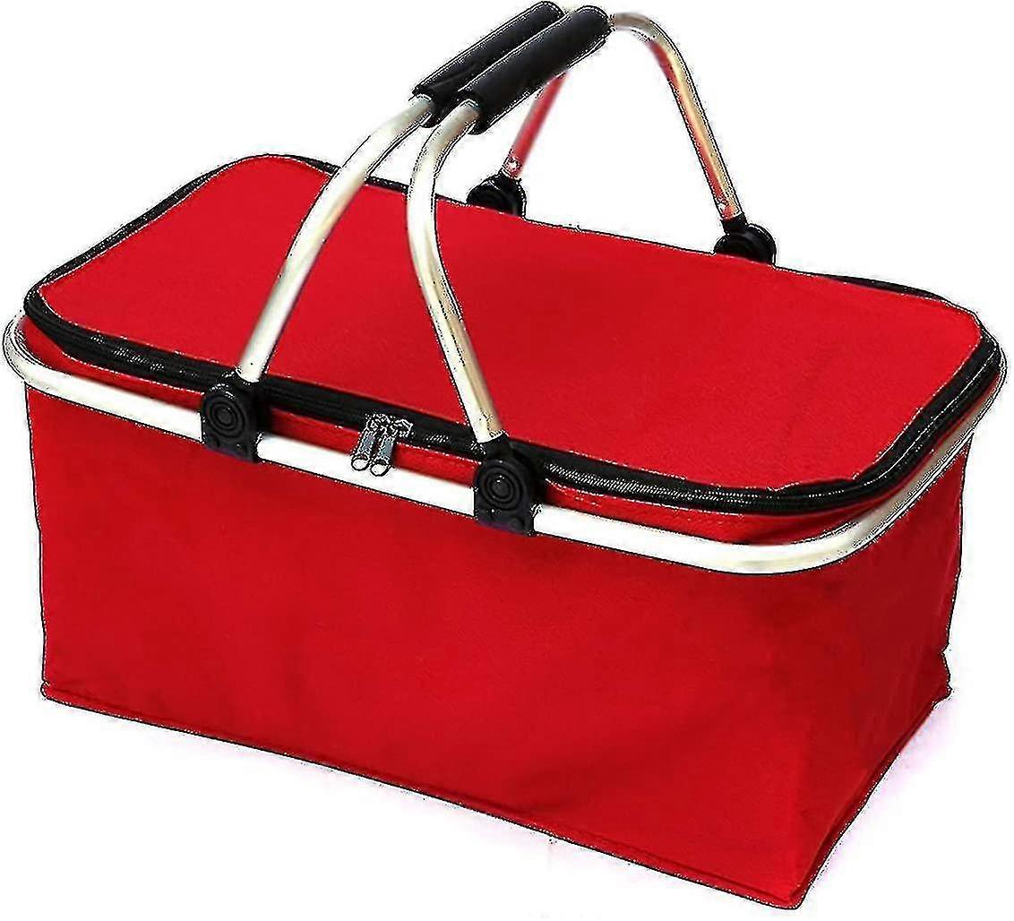Picnic Basket, Foldable, Isolated, Black, Blue, Red