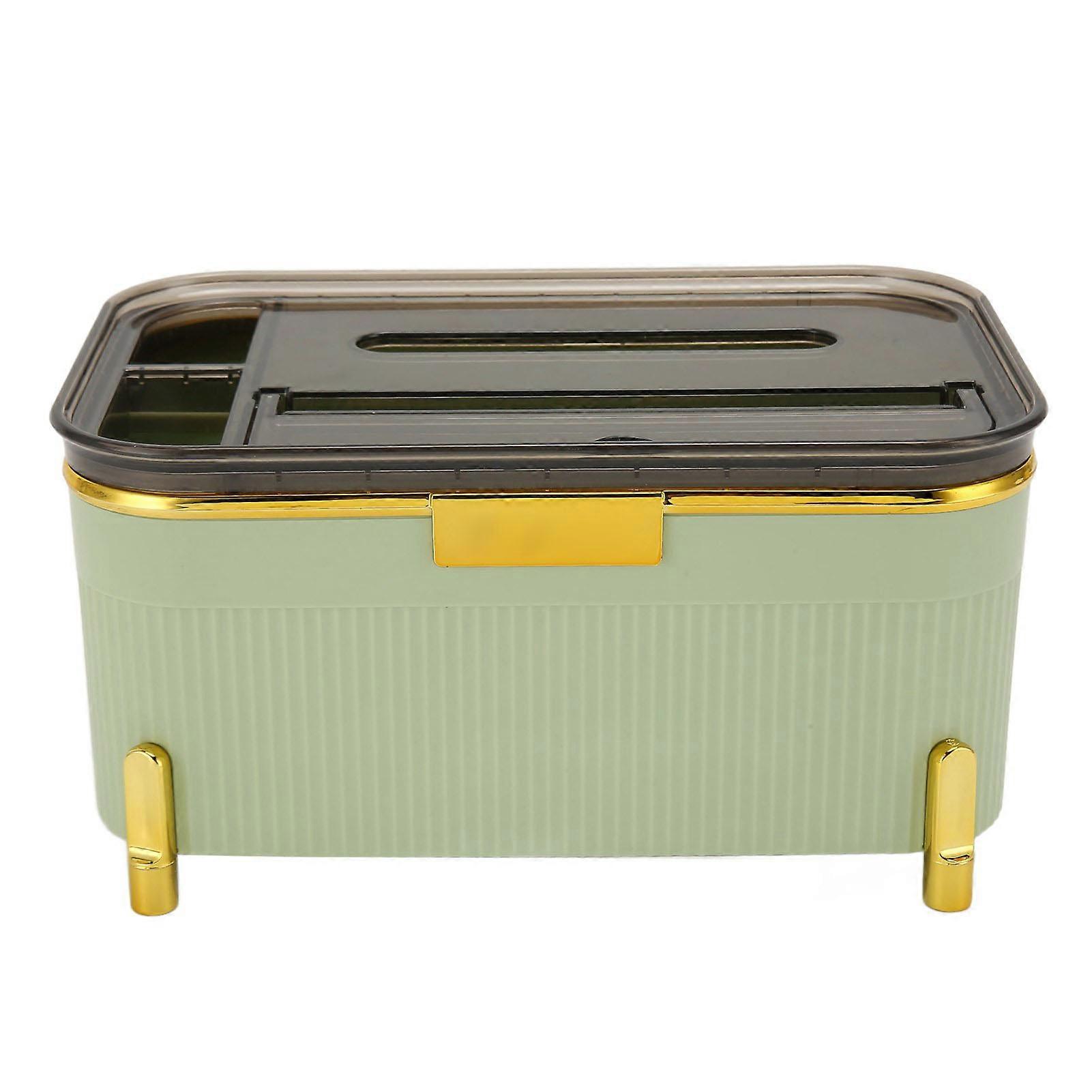 Tissue Box Holder with Storage Raised Bottom Multi Purpose Tissue Box Organizer for Pens Smartphones Office