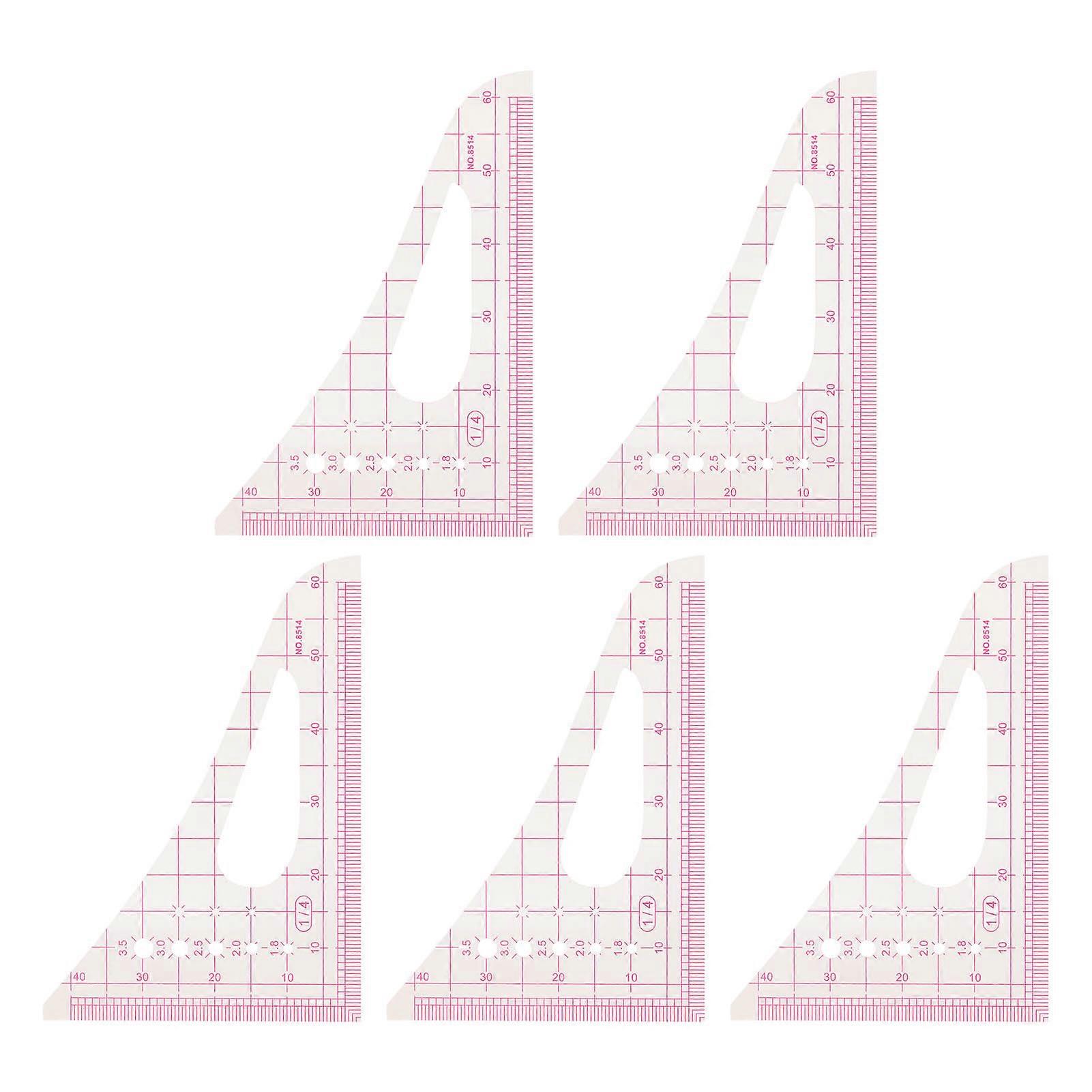 5Pcs Triangular Curve Rule Transparent High Accuracy Multifunction Pattern Sewing Rulers Set for Beginners Tailors