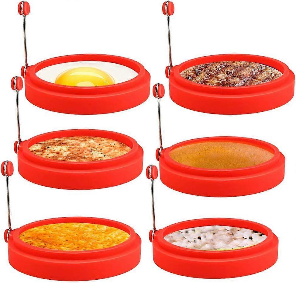Egg Ring, 6 Pack Fried Egg Mold use in Pan Egg Silicone Pancake Mold