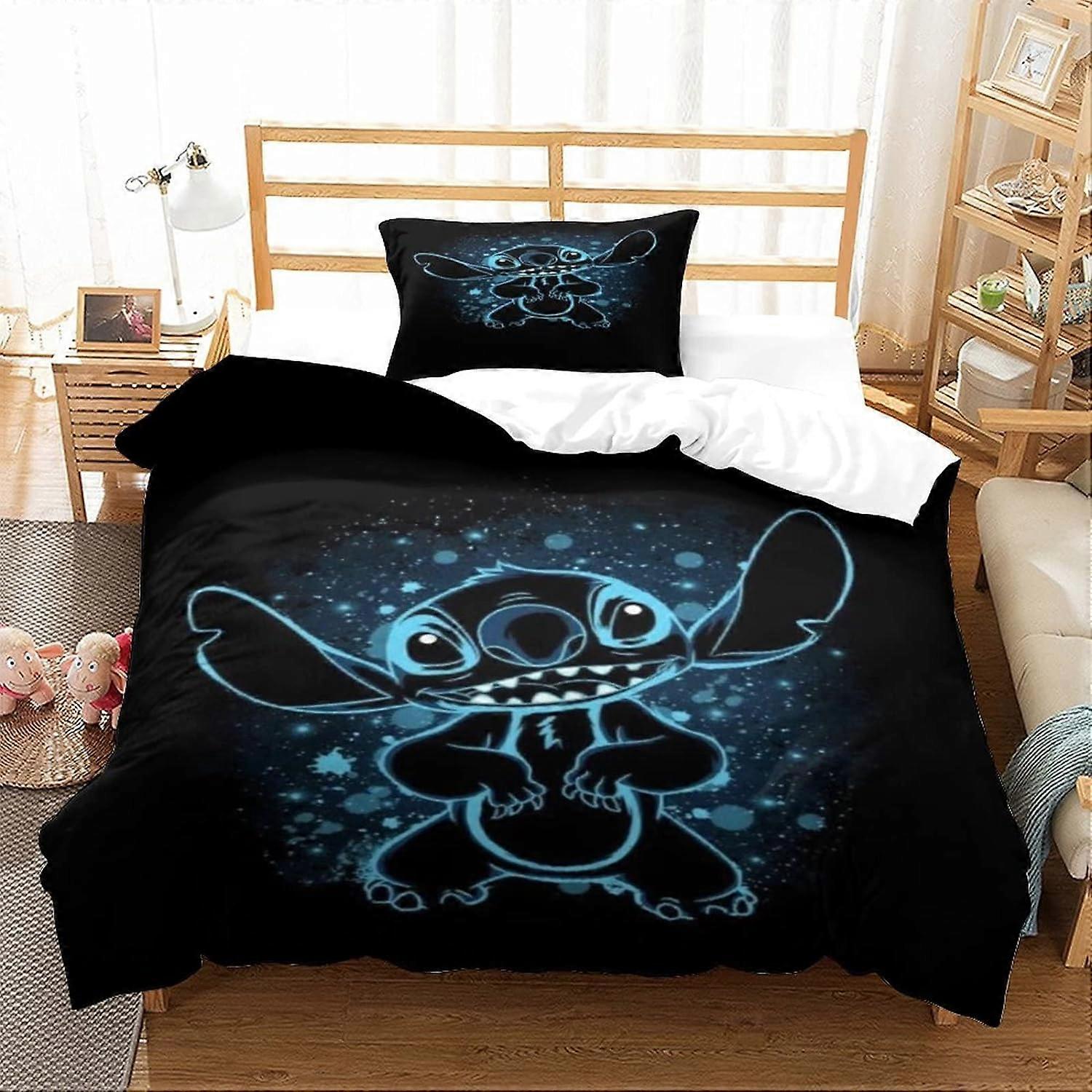Stitch D Duvet Cover Lilo & Stitch Design Cover Breathable Duvet Cover Bedding Set for Girls and Boys Piece Set with Closure 135*200 CM
