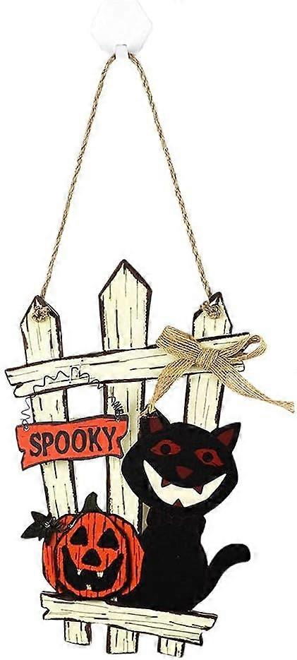 ハッピーハロウィーンハンギングサイン、ハロウィーンウェルカムサインカボチャリースドアハンギングペンダントプラデレーションd'ハロウィーンを注ぐ