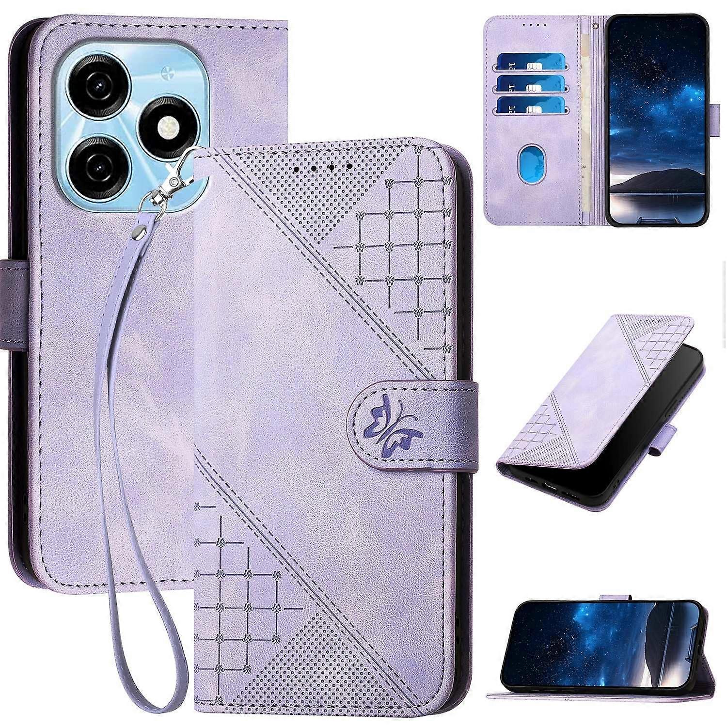 Grid Butterfly PU Case For Tecno Pop 8 4G