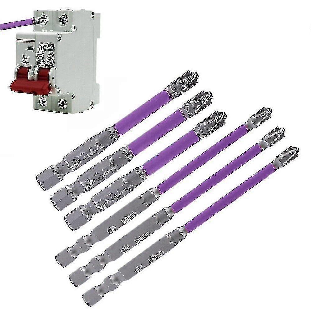 Magnetic Slotted Cross Screwdriver Bit Tool For Electrician Fph2 - 6x/set 65/110mm