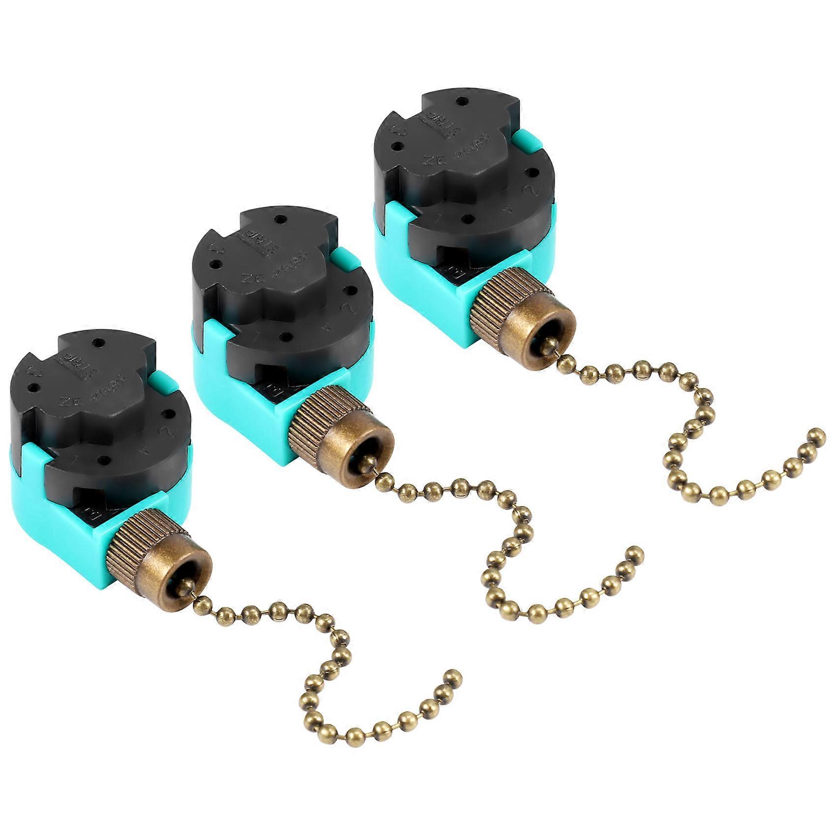 3 Pack Ceiling Fan Switch 3 Speed 4 Wire Zing Ear ZE-268S6 Fan Pull Chain Switch Replacement Speed Control Switch