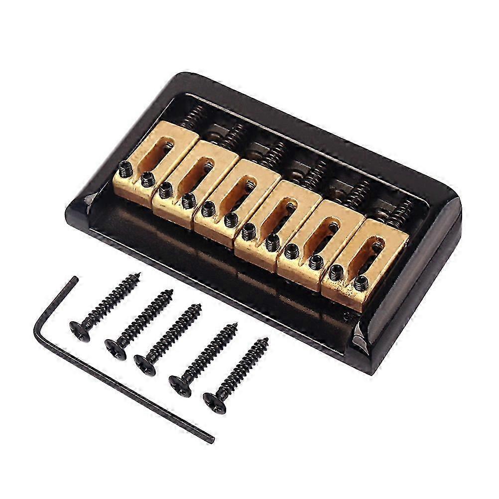 6 String Loading Hard-tail Fixed Bridge Set Fully Adjustable Height for Stratocaster Strat Electric Guitar Replacement Parts (Black)