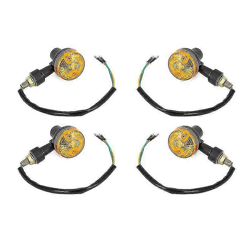 4-Pack 6V Amber Motorcycle Turn Signals - LED Blinker Lights With Bullet Connectors