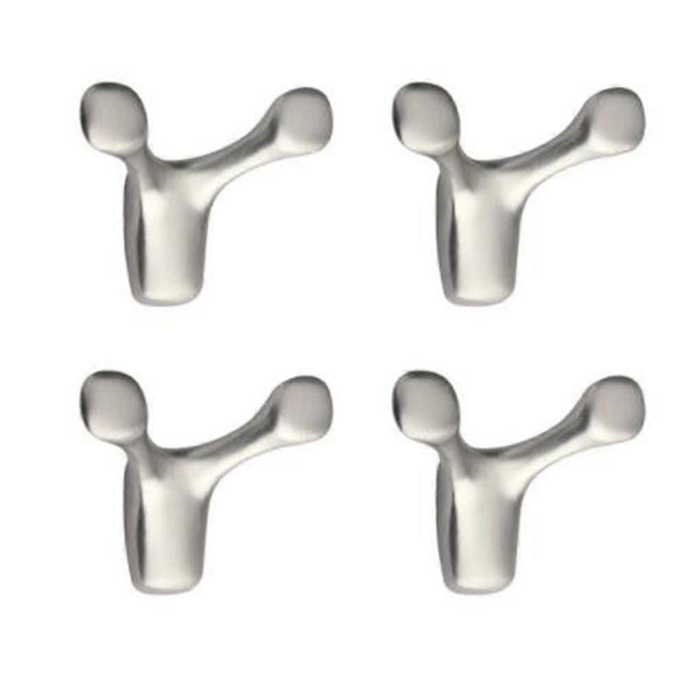 4pcs Wall-mounted Clothes Hook Cow Horn Hook Coat Hook Brushed Silver