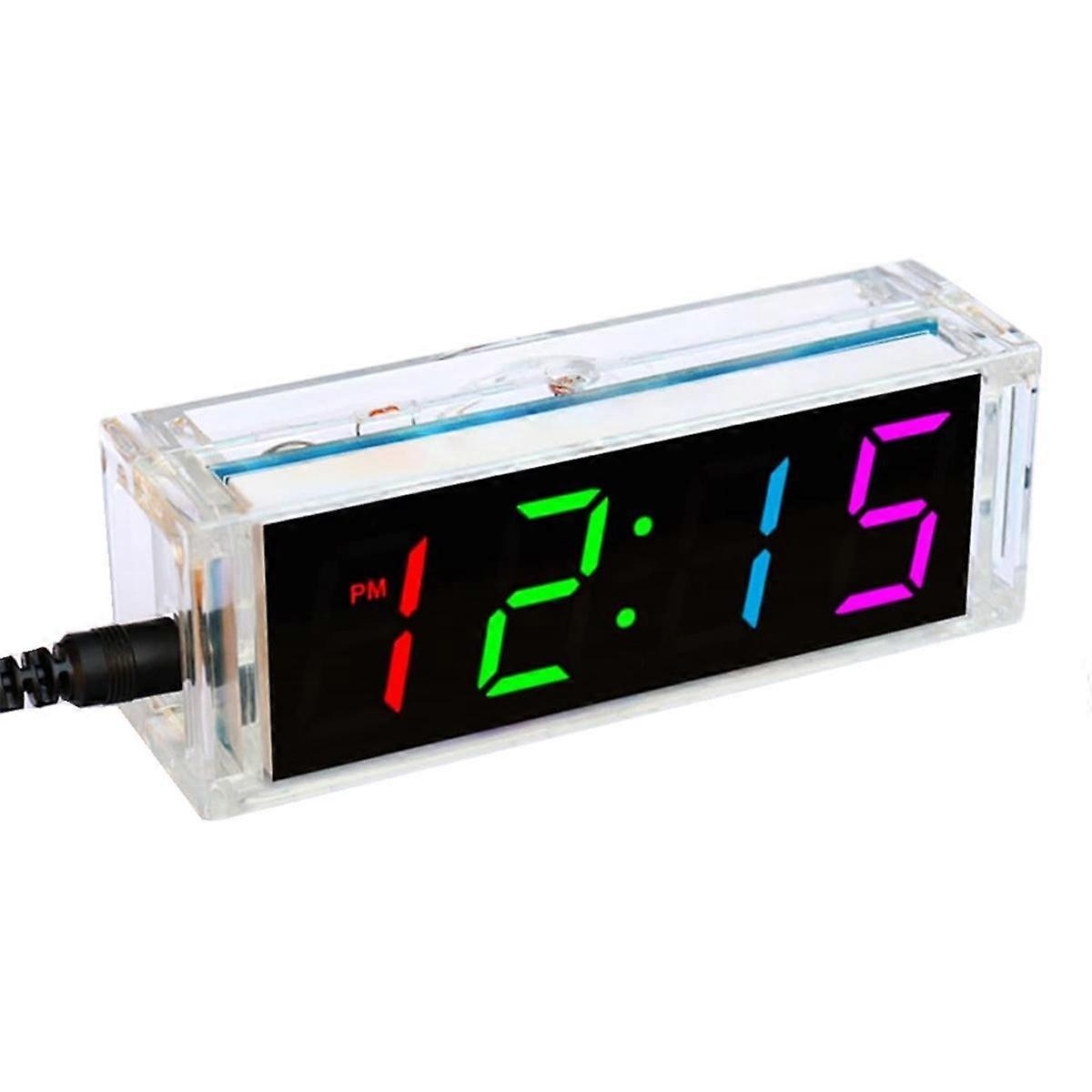 Colorful Digital Clock Electronic Kit DIY Parts Component Set Electronic Clock Welding Making Exper