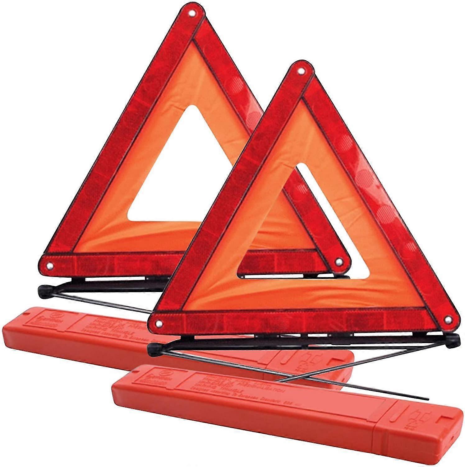 Jinxiu Emergency Warning Car Triangle Road Safety Reflective Foldable Fold Up Complied With European Standard Ece R27 (pack Of 2)
