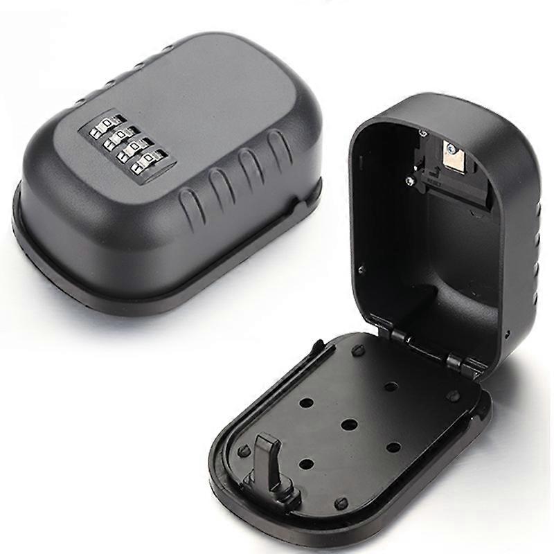 1pcs Safe Box, Key Lock Box Wall Mounted Aluminum Alloy Key Safe Box 4 Digit Combination Key Storage Lock Box Indoor Outdoor Keys Storage Box,black