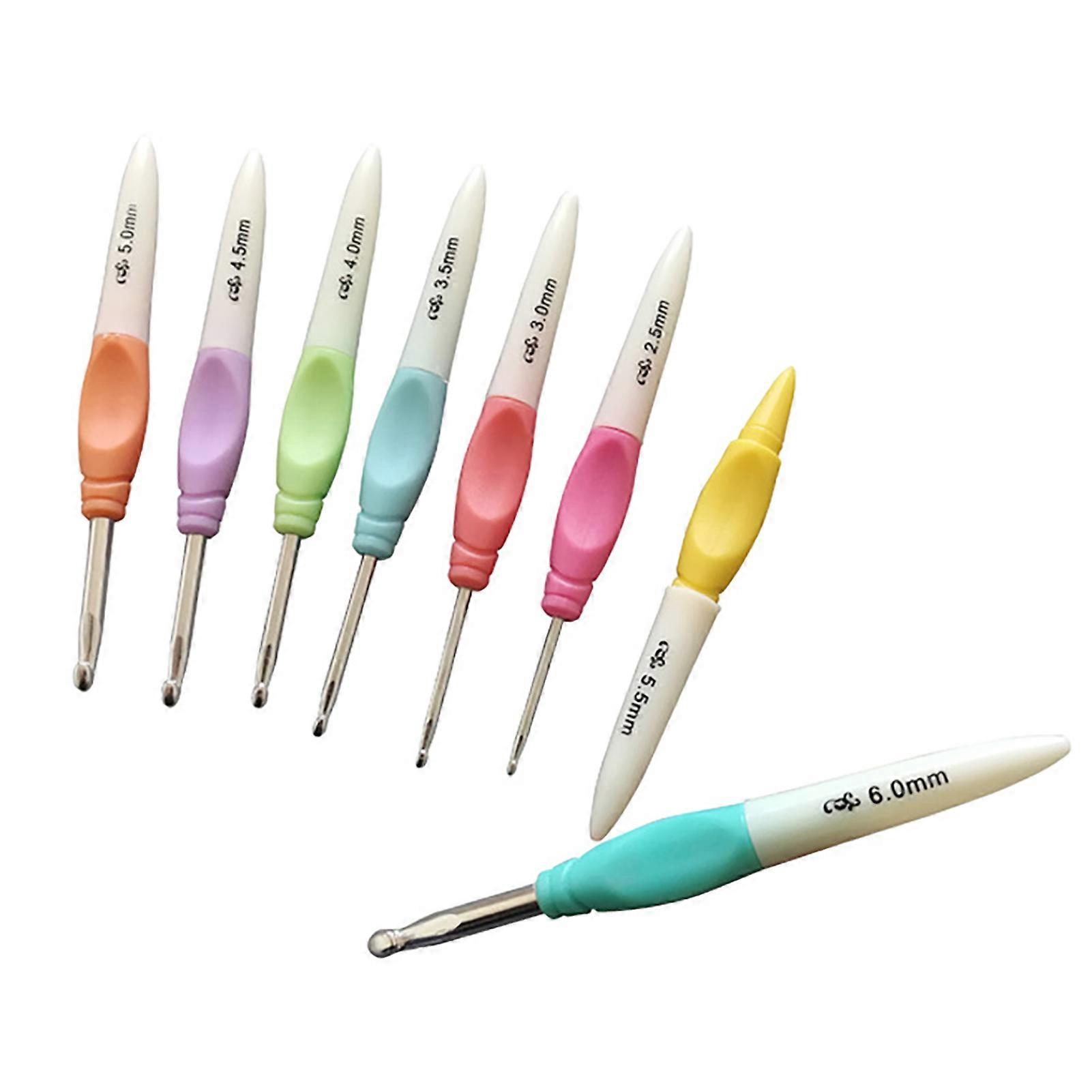 8Pcs/Set Crochet Hooks Labor-saving Ergonomic Alumina Portable Handle Crochet Knitting Needles with Cap for Scarf