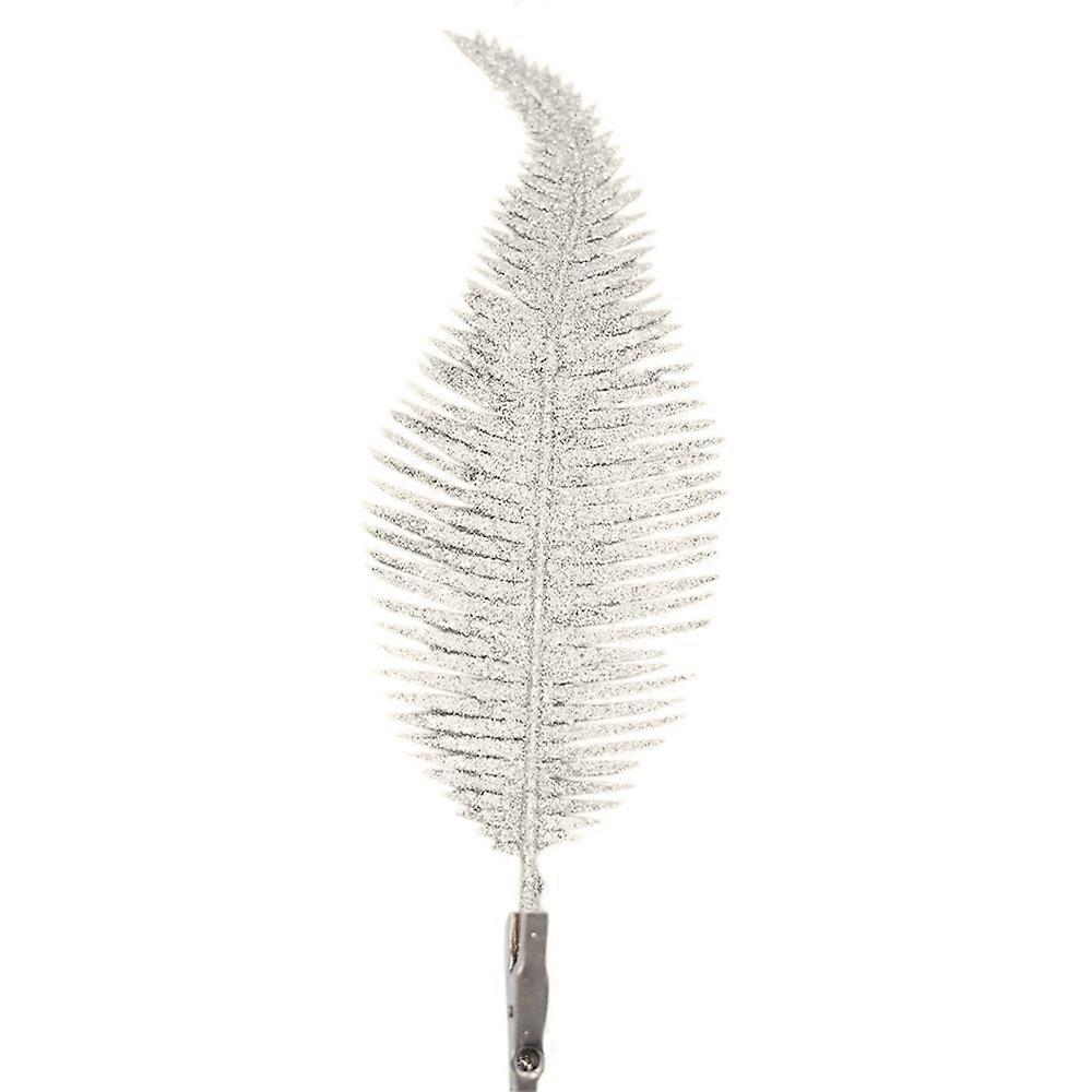1/6Pcs Christmas Feather Hanging Baubles Glitter Leaf with Clip Xmas Tree Ornament Home Party Festive Decoration Gift