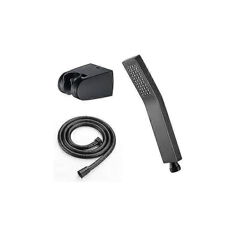 Brass Shower Head Hand Shower With Hose Single Function Hand Held Shower Head Anti Limescale Shower Head With Silicone Water Outlet,black