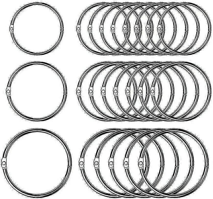 60pcs Heilwiy Hinged Metal Book Rings Bulk Binding Rings Keychain Ring