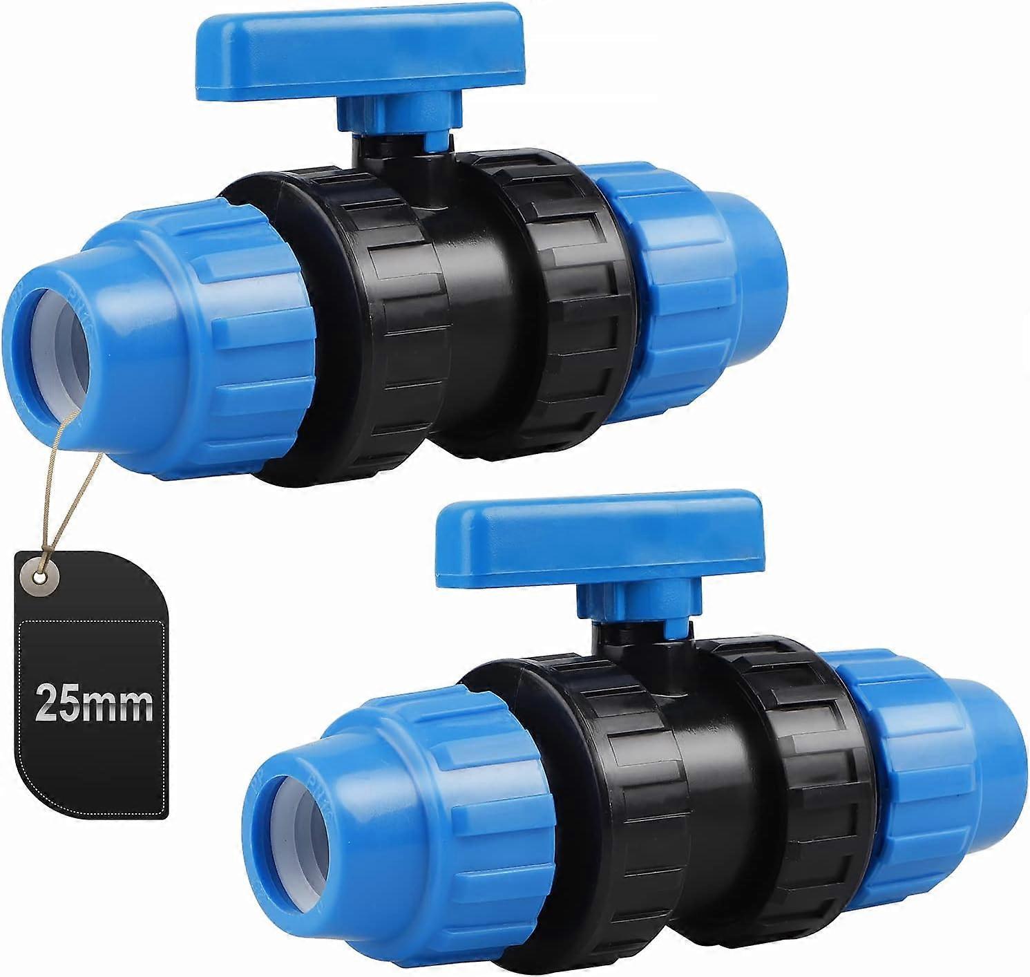 2-piece connector for water pipes, clamp connector for PE pipes, 25mm (blue)