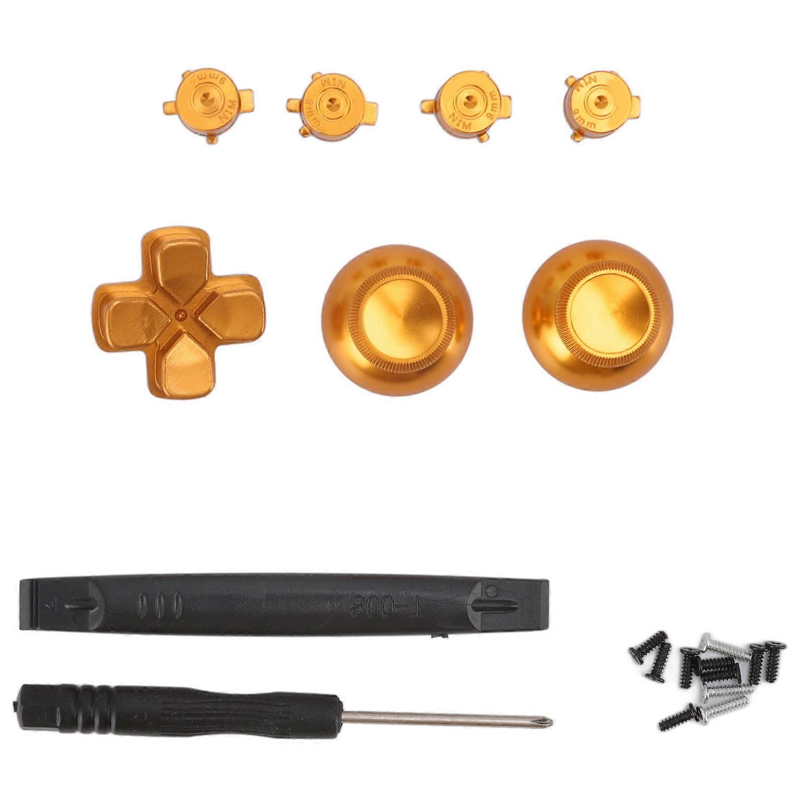 Buttons Replacement Kit Aluminum Alloy Dpad Buttons for PS5 Controller Accessories Gold