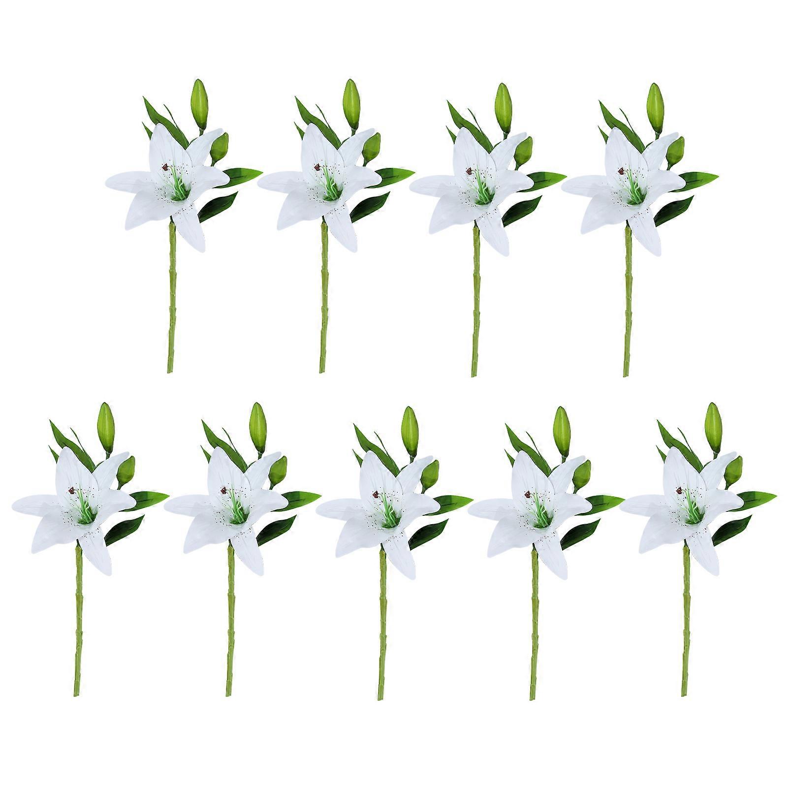 Lot de 9 lys artificiels pour Pâques, lys tigrés blancs réalistes, centre de table de mariage, décoration d'intérieur