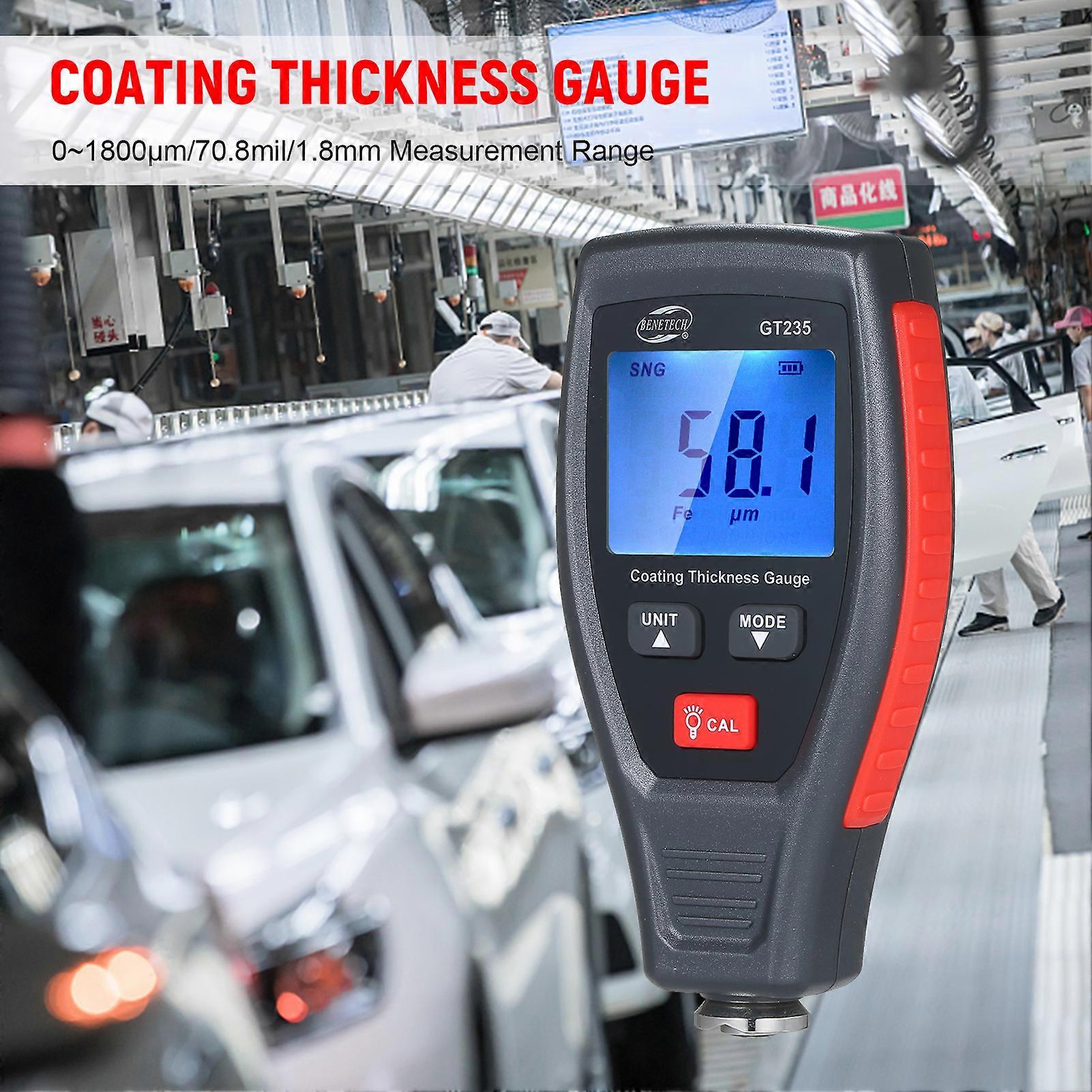 LCD Coating Thickness Gauge Paint Thickness Gauge Meter Paint Depth Gauge Tester 0~1800m Substrates Calibration Coating Film