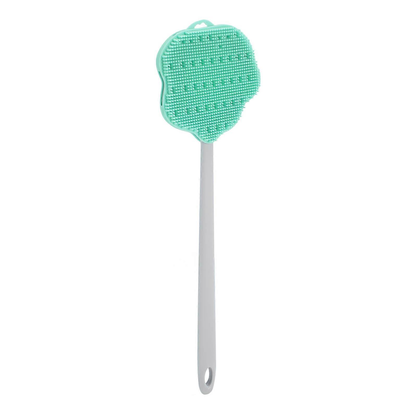 Body Shower Brush Long Handle Large Friction Area Silicone Comfortable Soft Bath Brush for Home Hotel Dormitories Green