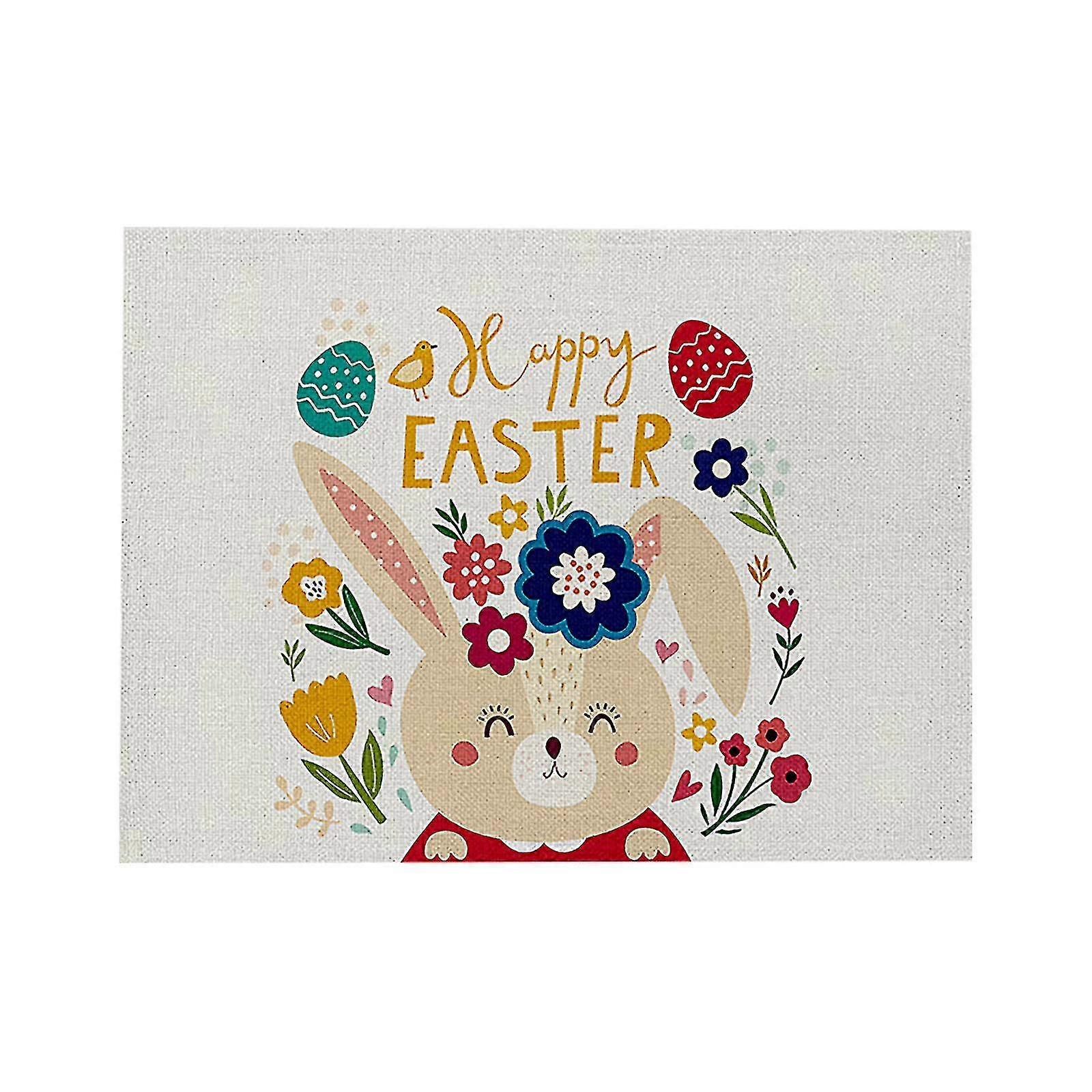 1pc Easter Kitchen Waterproof Insulation Cotton And Linen   Placemat A