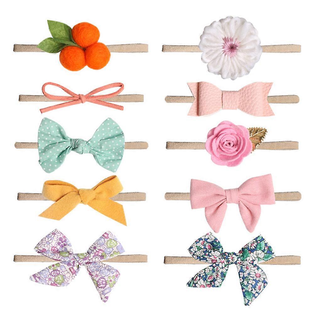 女の赤ちゃんのヘッドバンドと弓新生児幼児ナイロンヘアバンドヘアアクセサリー(10個入り)