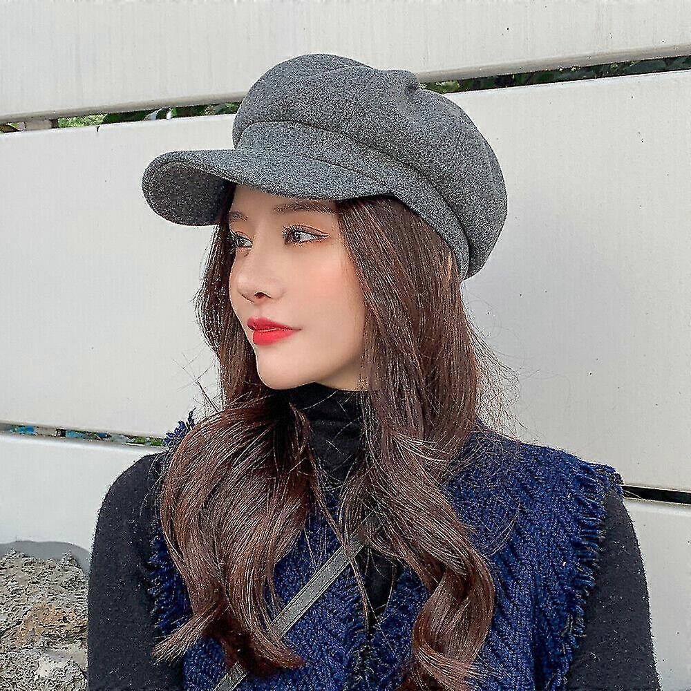 Women Vintage Baker Boy Cap Peaked Beret Hat Flat Cap Winter