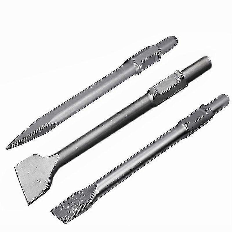 Replacement Chisel Flat And Pointed Chisel In A Set (30*410mm, Suitable For Demolition Hammer With Sds Hex Hex Socket)