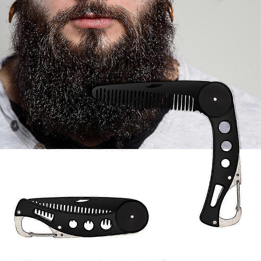 Men Mustache Foldable Combs Stainless Steel Beard Brush Keychain Bottle Opener