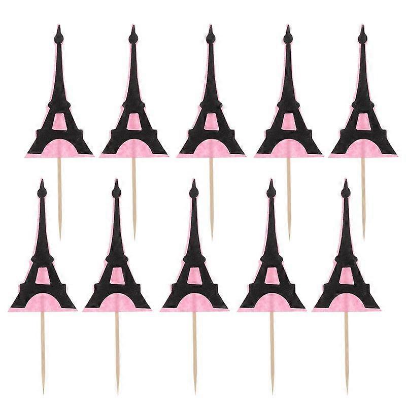 12Pcs Paris Eiffel Tower Cake Toppers Birthday Party Cake Topper Cupcake Decors Paris Eiffel Tower Cake Cup Decorative Insert