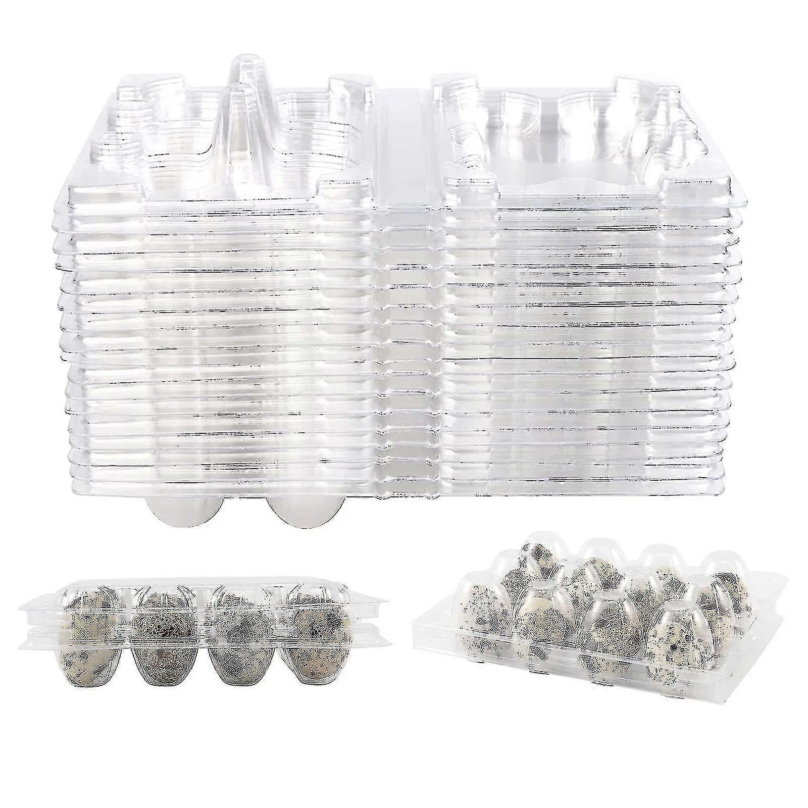 100pcs 12 Grids Quail Egg Box Reusable Quail Egg Cartons Egg Stora Box Transparent Frid Stora Box Mini Egg Dispenser With Lid For Refrirator