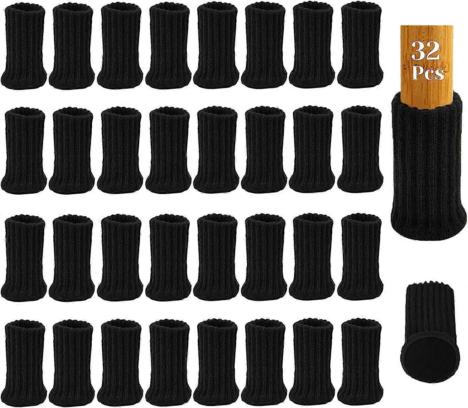 32Pcs Felt Furniture Chair Socks, Table Furniture Covers Chair Feet Covers Caps Feet Pads Floor Protects - Avoid Scratches and Noise (Black)