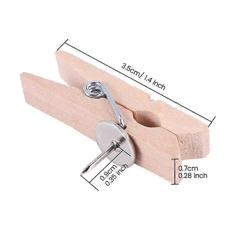 Push Pins with Wooden Clips Pushpins Tacks Thumbtacks, Paper Clips with Pins for Cork Boards Notes
