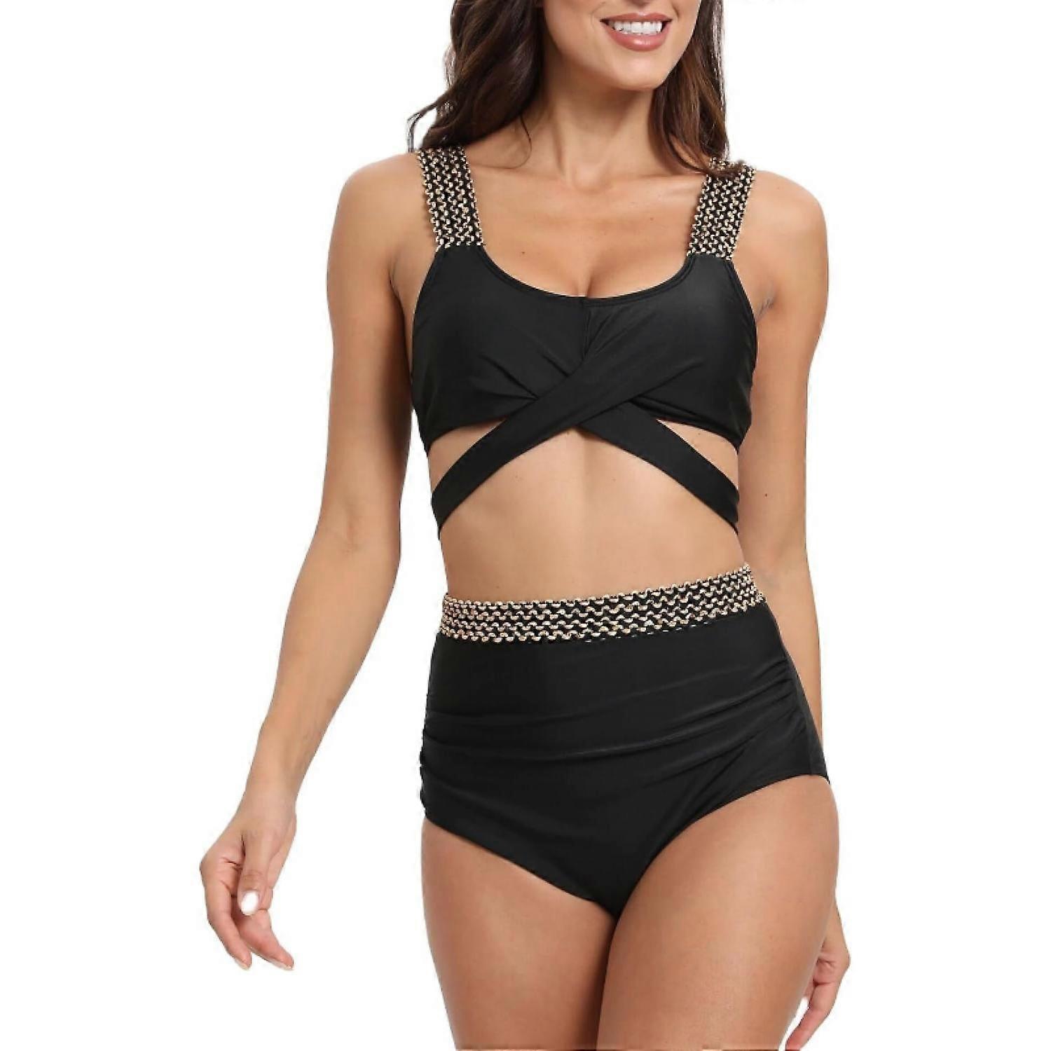 Femmes Maillots De Bain Deux Pièces Sexy String Taille Haute Bckless Bikini Ensembles