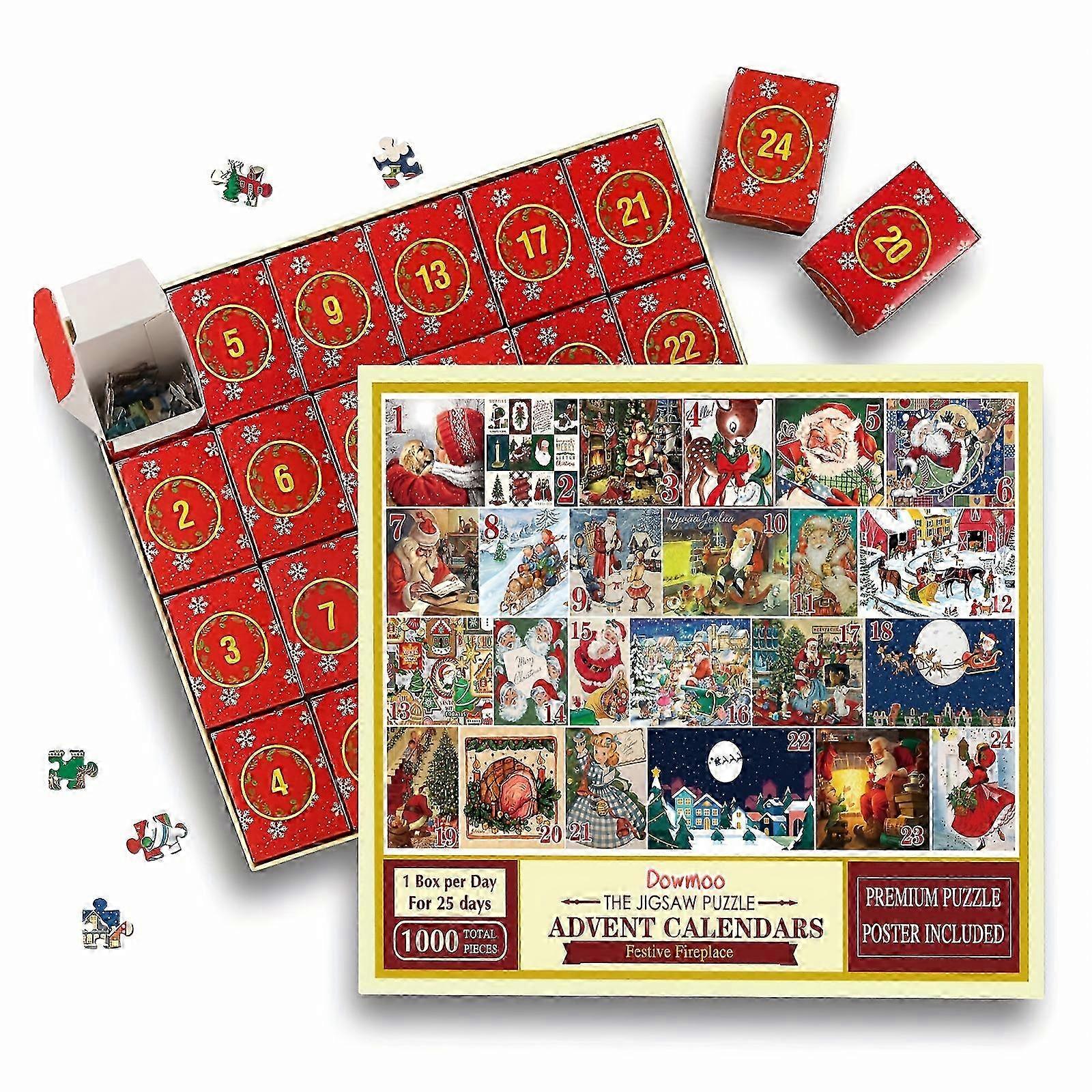 Haiweisi 1pcクリスマスアドベントカレンダーパズルクリスマスクリエイティブ24グリッドカウントダウンカレンダーブラインドボックスパズルギフトシーンの装飾フェスティバルの装飾部屋12月