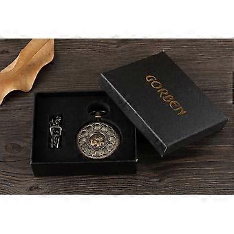 Antique Round Hollow Nostalgic Mechanical Pocket Watch Retro with Chain Steampunk Clock Men's and Women's Jewelry Necklace New