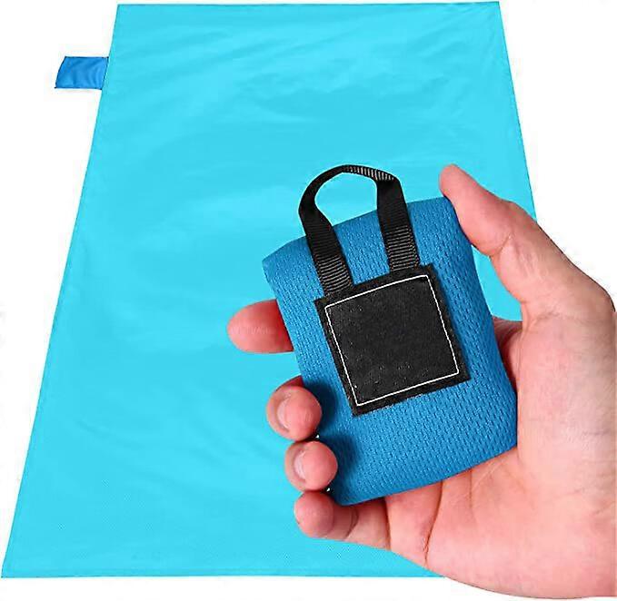 Dww-Bleu Vert Tapis de Plage， Couverture de Plage en Nano， 不透水， Tapis de Pique-Nique Anti Sable，70 * 110cm， 便携式 Lger pour 露营， 野餐，