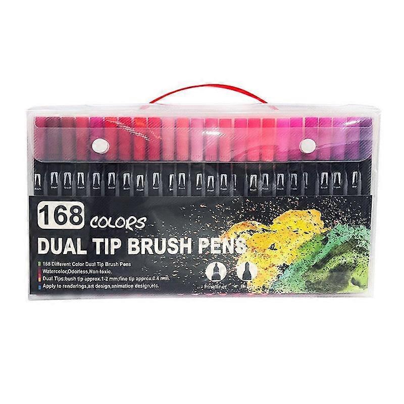 Elosung 168 Color Dual Head Brush Fine Tip Marker Set Vibrant Colors For Art Craft Projects Art Pens & Markers