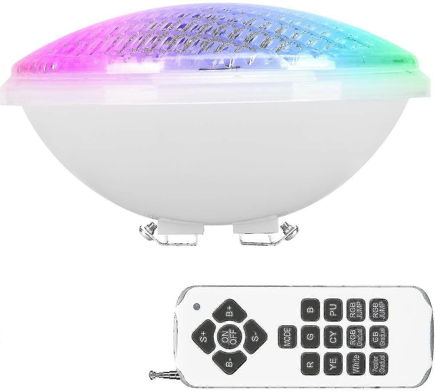 Rgbw 40w Par56 Lumière de piscine, Led Pool Spotlight étanche Ip68, Led Submersible Pool Light 12v Dc / ac, Multicolor Submersible Pool Light Avec Télécommande Con