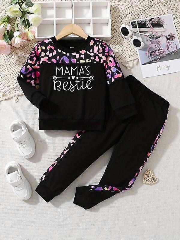 Stylish Leopard Patchwork Sweatshirt & Pants Set for Kids - Perfect for FallKIDS Outfit Sets