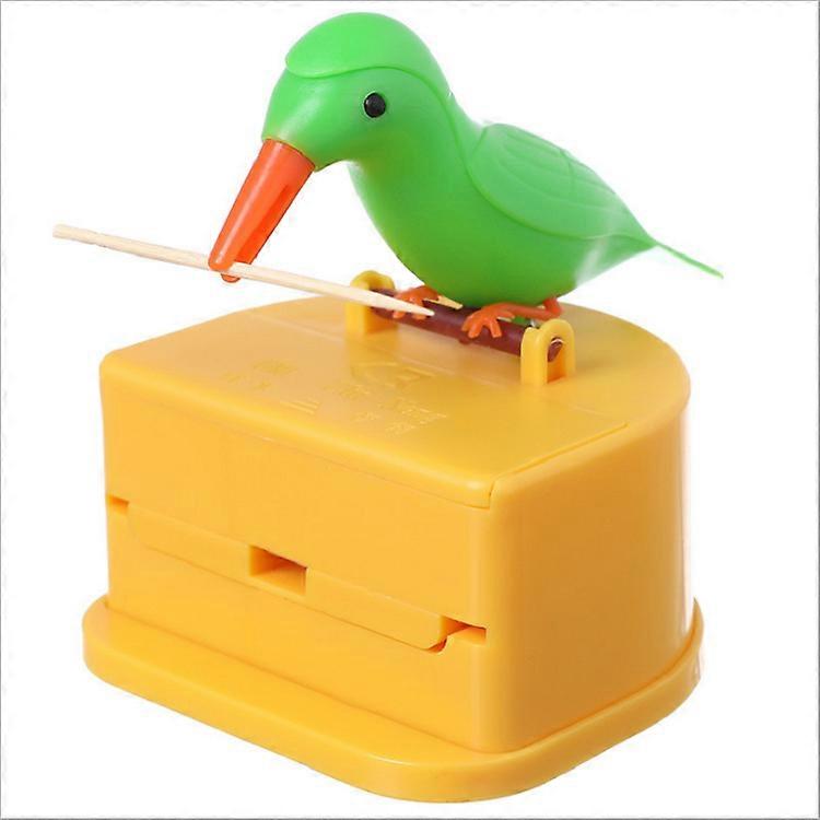 Bird Toothpick Dispenser Automatic Bird Toothpick Box Toothpick Holder (Yellow)