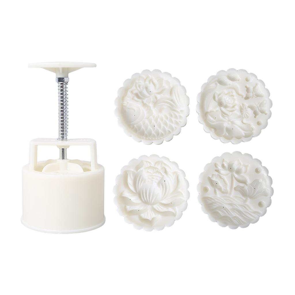 DIY 3D Mooncake Mold Set 150g Or 200g Flower Fish Shape Patterns Moon Cake Mold