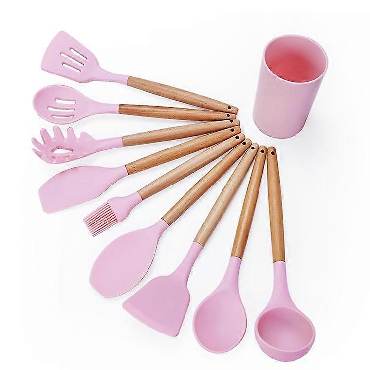 9 in 1 Wooden Handle Silicone Kitchen Tool