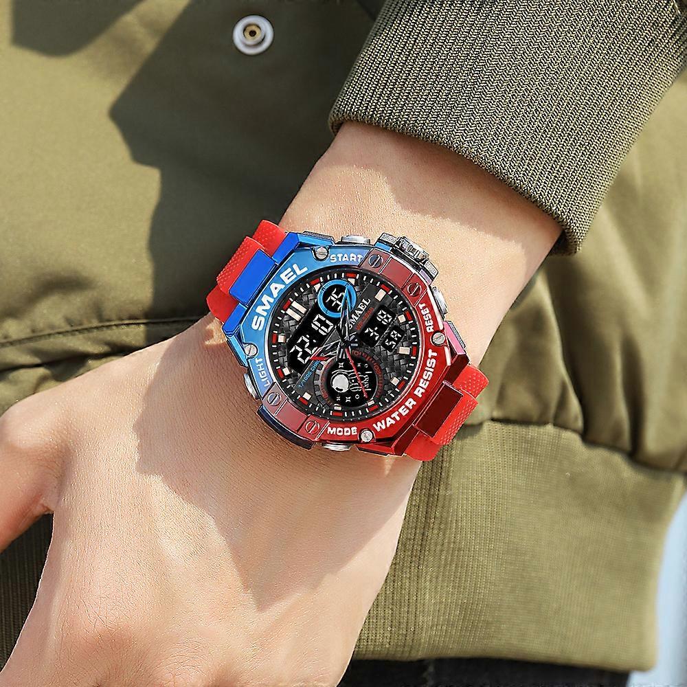 SMAEL Sport Watch for Man Led Light Alarm Clock Fashion Stopwatch Military Quartz Digital Dual Time Wristwatch for Men's 8068