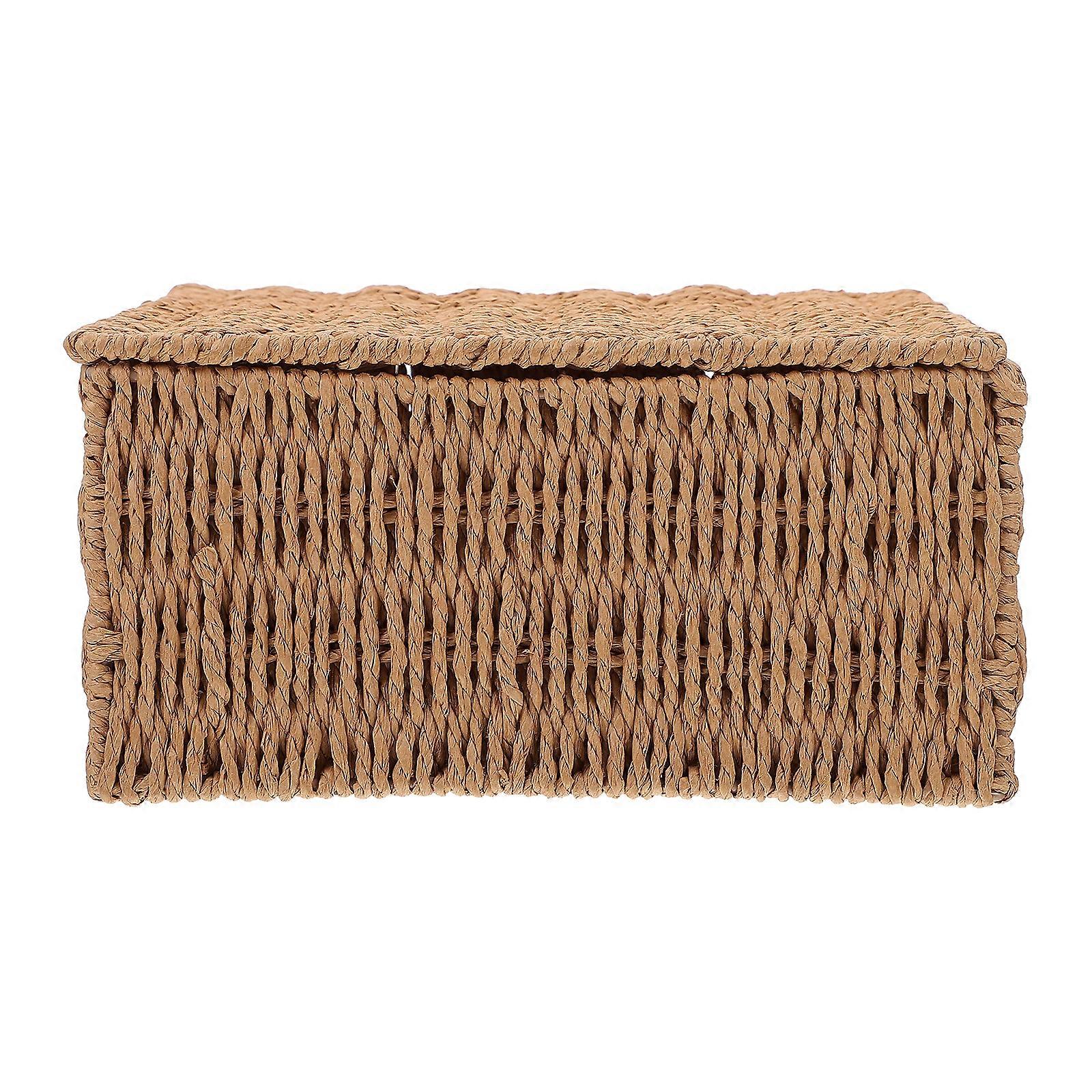 Basket Lid Woven Box Lid Functional Nesting Basket Seagrass Container Rattan Wicker Basket
