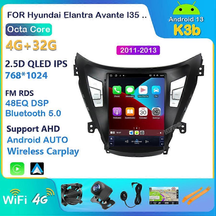 Android 13 Tesla Style Car GPS Navigation For HYUNDAI ELANTRA/MD 2011-2016 Auto Radio Stereo Multimedia Player With BT WiFi